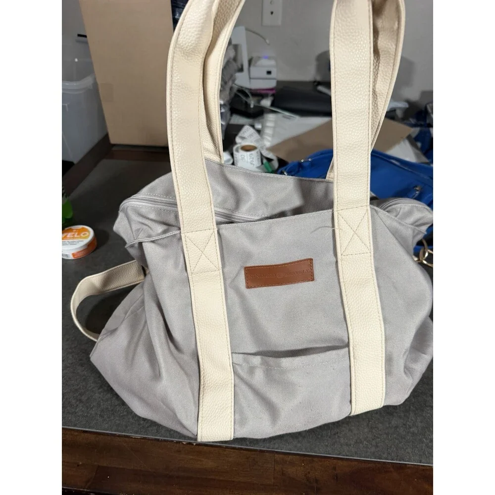 Kindred Bravely Gray Diaper Bag Tote Backpack Convertible w/ Shoulder Strap
